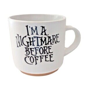 I'm A Nightmare Before Coffee Ceramic Mug Cup White Black Tan Bottom 14oz Gift